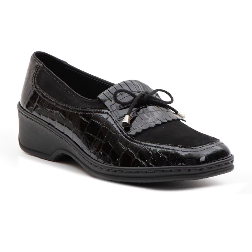 Ara Black Patent Leather Crocodile Loafers size 5 - Picture 16 of 16